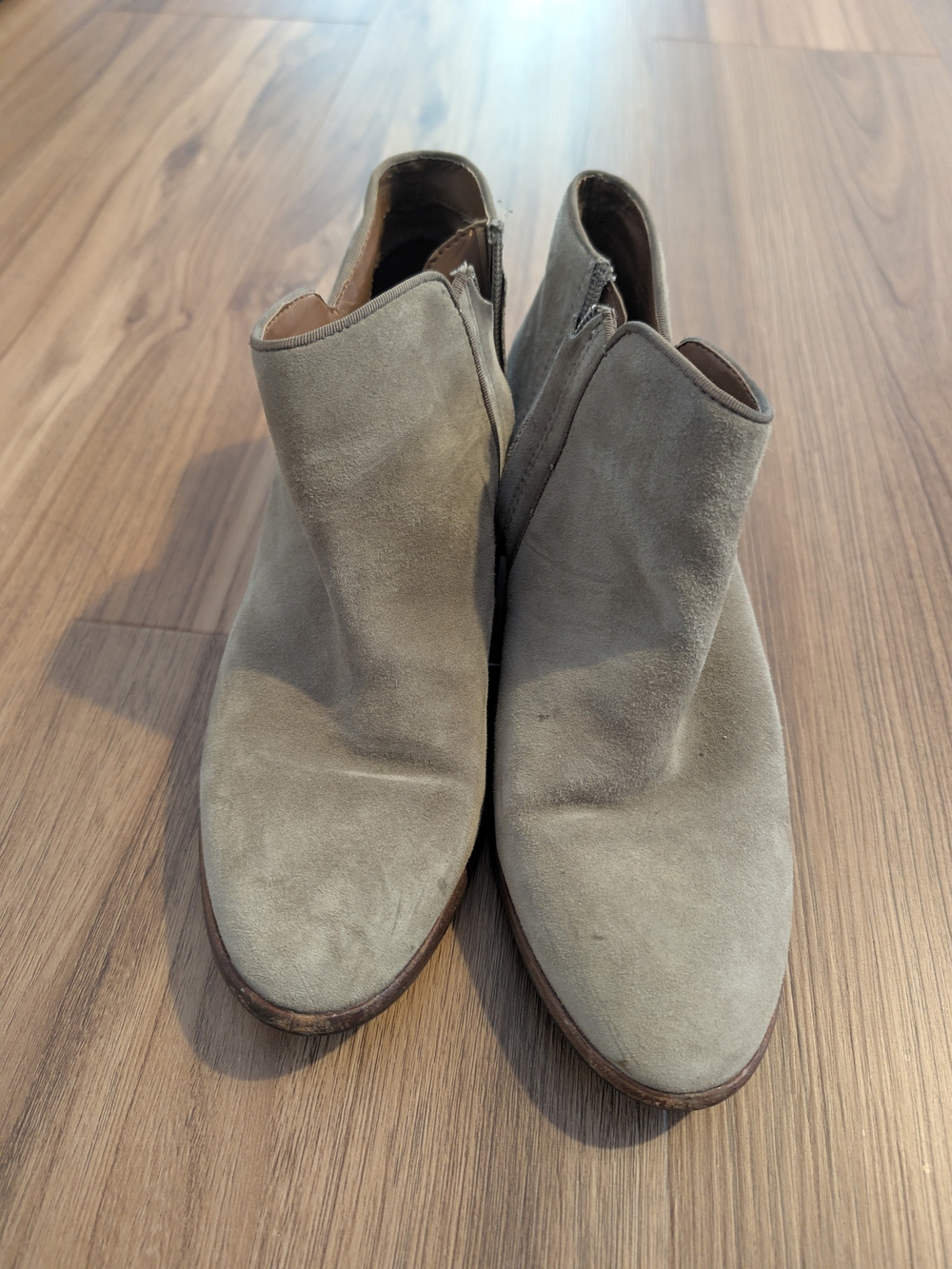 Sam Edelman Suede Ankle Booties in Taupe Gray
